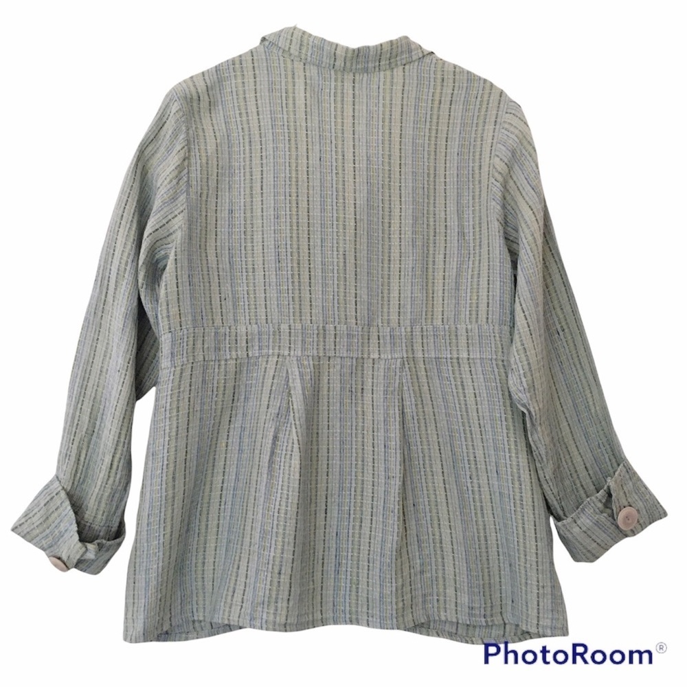 Flax Striped Unstructured Linen 3-Button Blazer J… - image 6